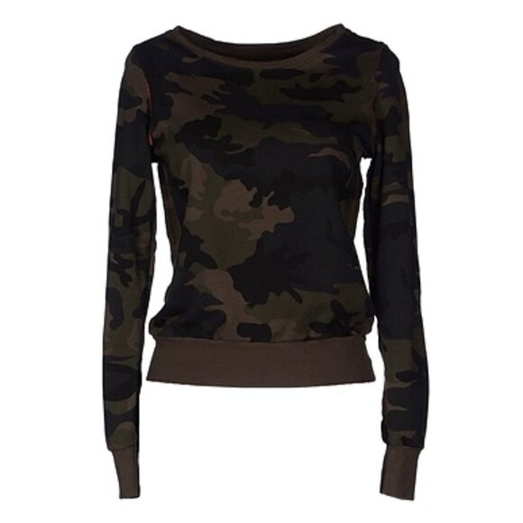 Freddy Camouflage Green Casual Pink Stitching Detail Sweatshirt Top Sweater 4 S - Picture 1 of 15